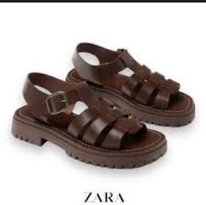 Zara Girls Fisherman Leather Sandals Size Us1 32